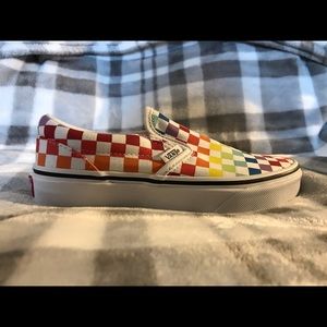 Rainbow Checkers Slip On Vans